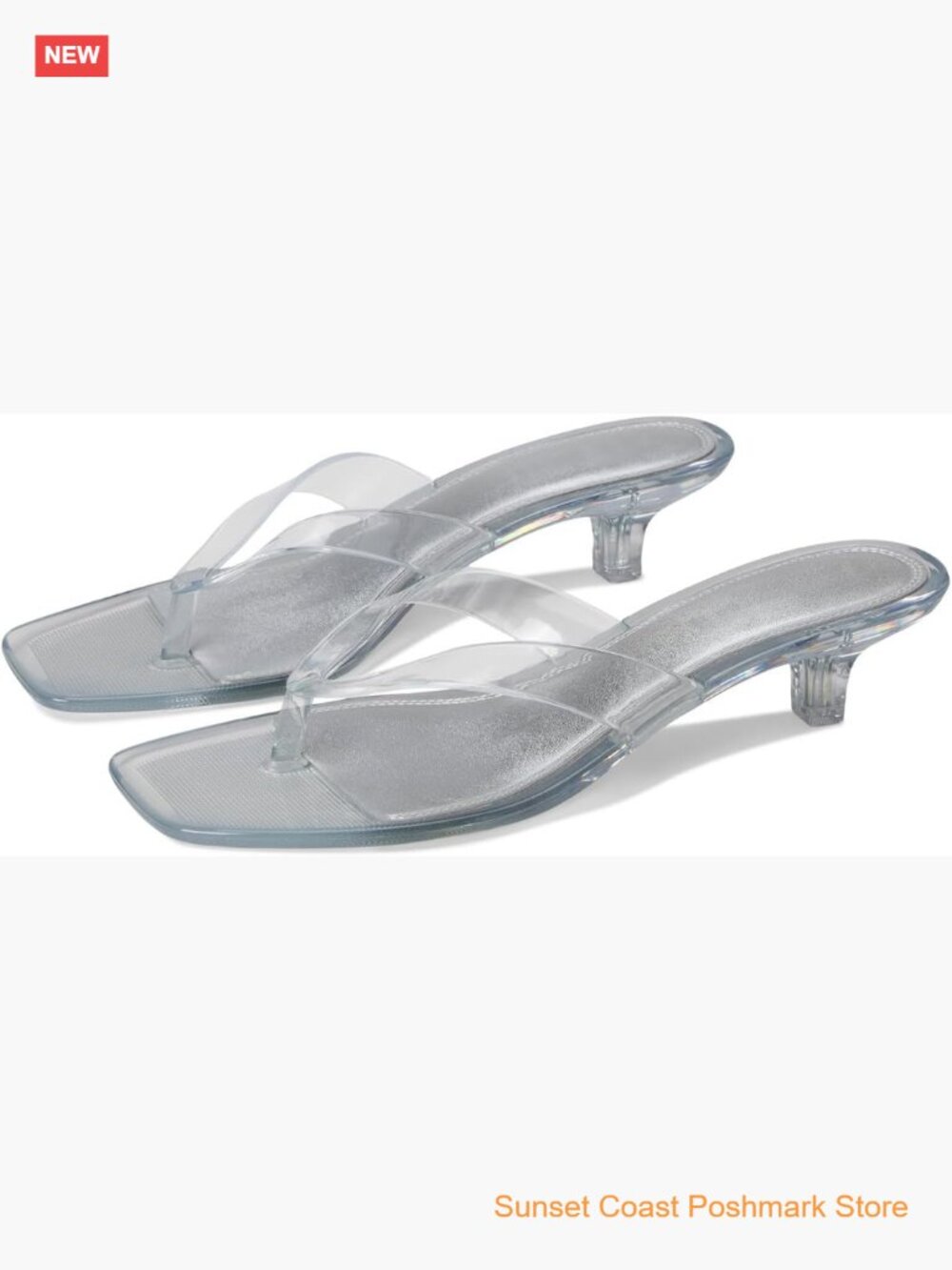 Kitten Heels Jelly Square Open Toe Sandals Flip Flop Heel Summer Low Heeled